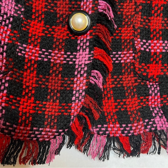 Wendy Williams Tweed Blazer Red Plaid Pink Boucle Lady Jacket Christmas SZ Small - Picture 7 of 15